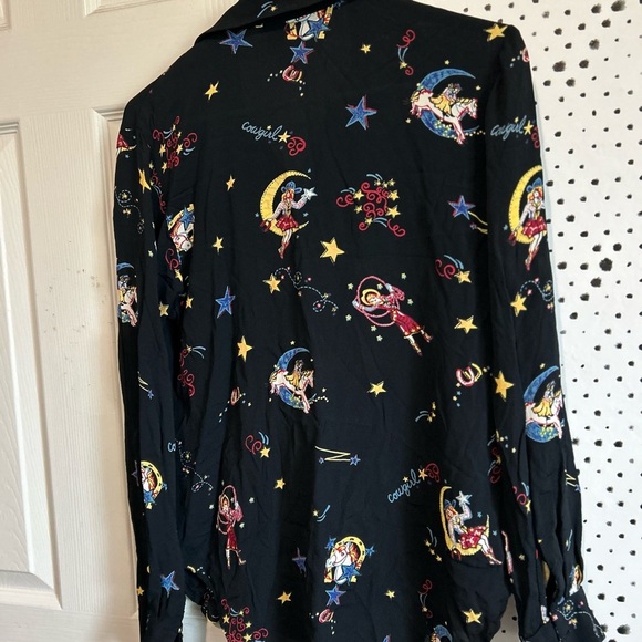 Lady Reiner Cowgirl Couture Shirt Small Blouse black Horse Roping  Button Front - Picture 8 of 9